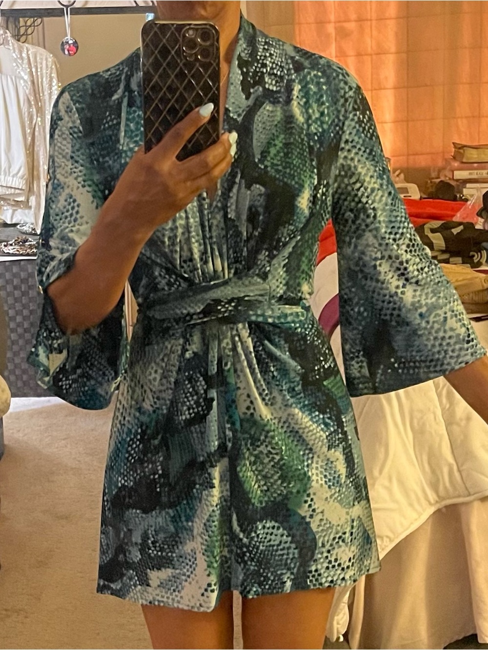 Women’s Blue/Green Snake-Print Top or Dress